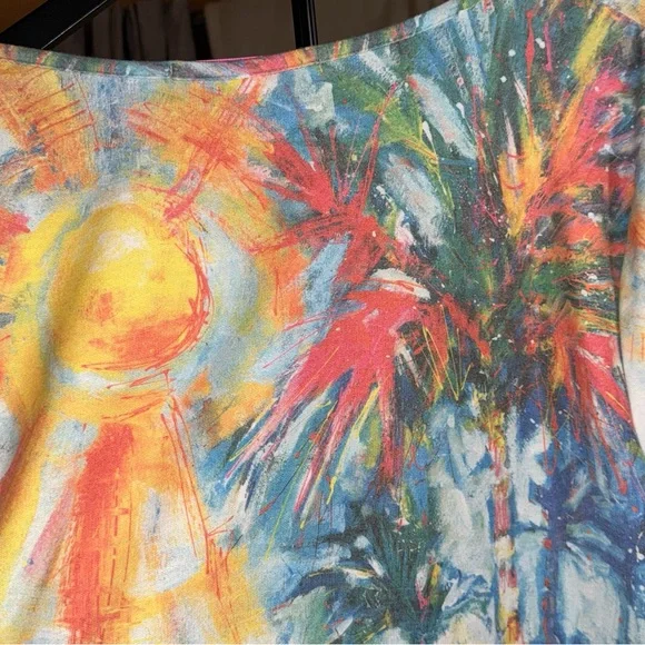 Leoma Lovegrove Tropical Painterly Print Tunic Top in Multicolor Size 3X - Picture 12 of 12